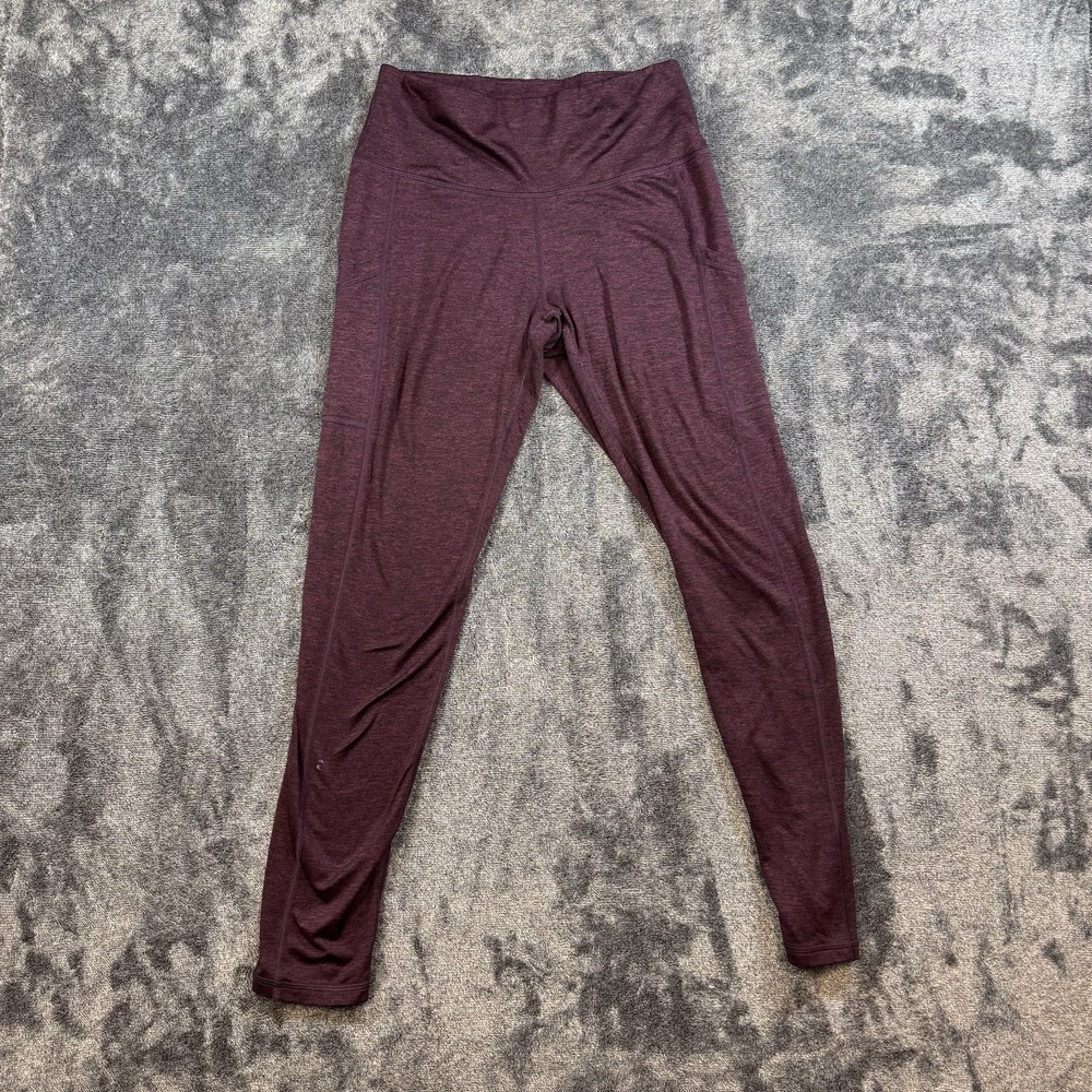 Aerie Chill Play Move Womens Leggings Size L Mid Rise Burgundy Solid Soft Yoga